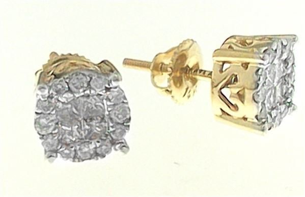 Ladies Earrings 2 Ct Round/princess Diamond 14k Yellow Gold