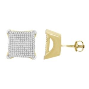 LADIES EARRINGS 3/4 CT ROUND DIAMOND 10K YELLOW GOLD