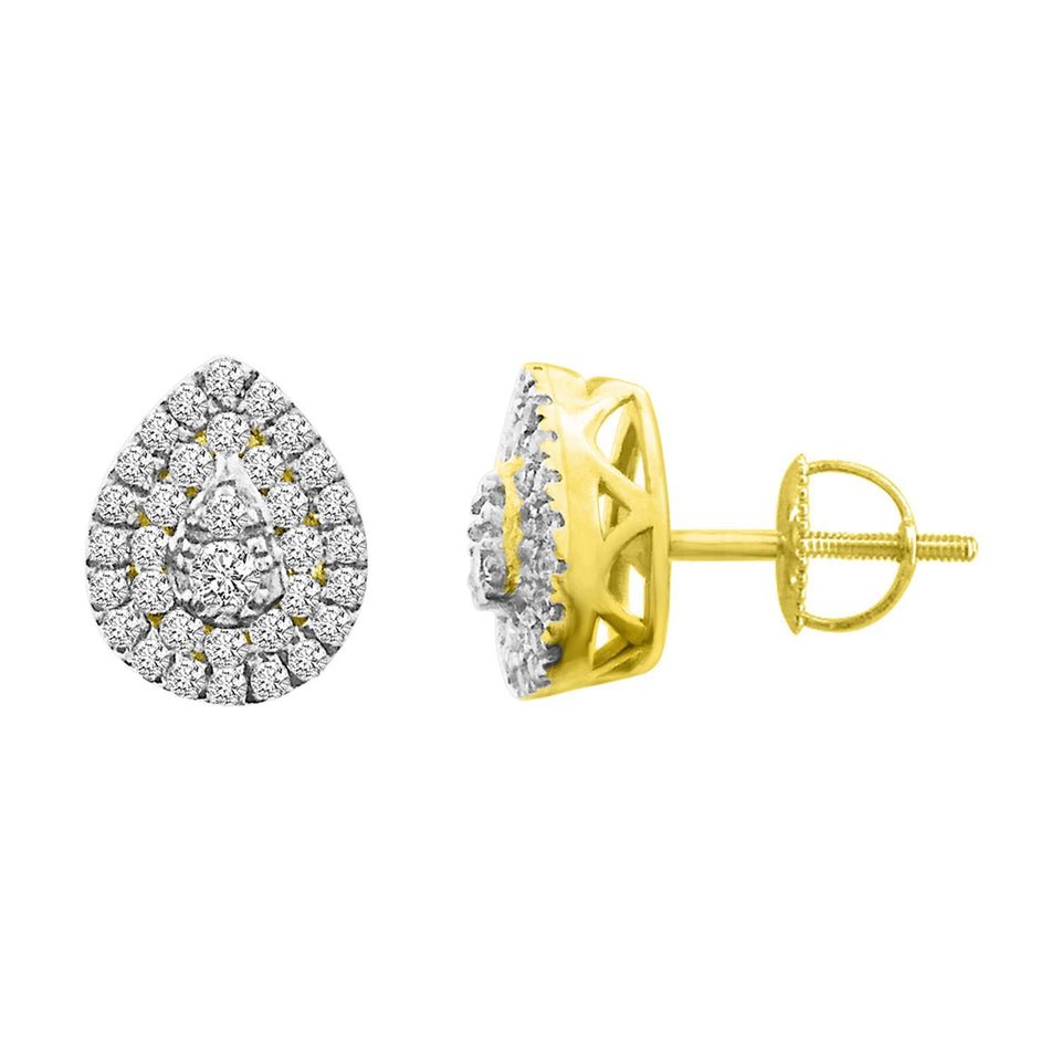 LADIES EARRINGSS 1/3 CT ROUND DIAMOND 14K YELLOW GOLD