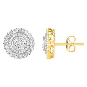LADIES EARRINGSS 3/4 CT ROUND DIAMOND 10K YELLOW GOLD