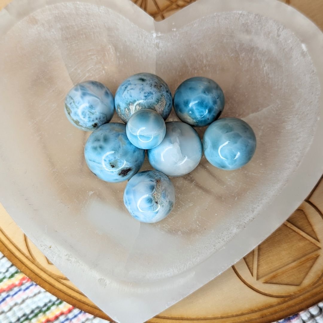 Larimar Spheres Carvings from the Dominican Republic
