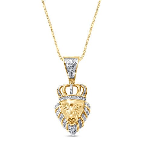 Lion Head Diamond Pendant – 0.19 Carats in 10KT Yellow Gold