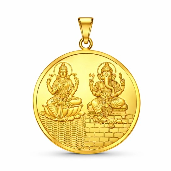 Lord Ganesha and Lakshmi gold coin Pendant For Men and Women