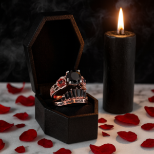 Love You Until Death Rings - 1.5 Ct Round Cut Diamond Option Engagement Rings in 14k White Gold