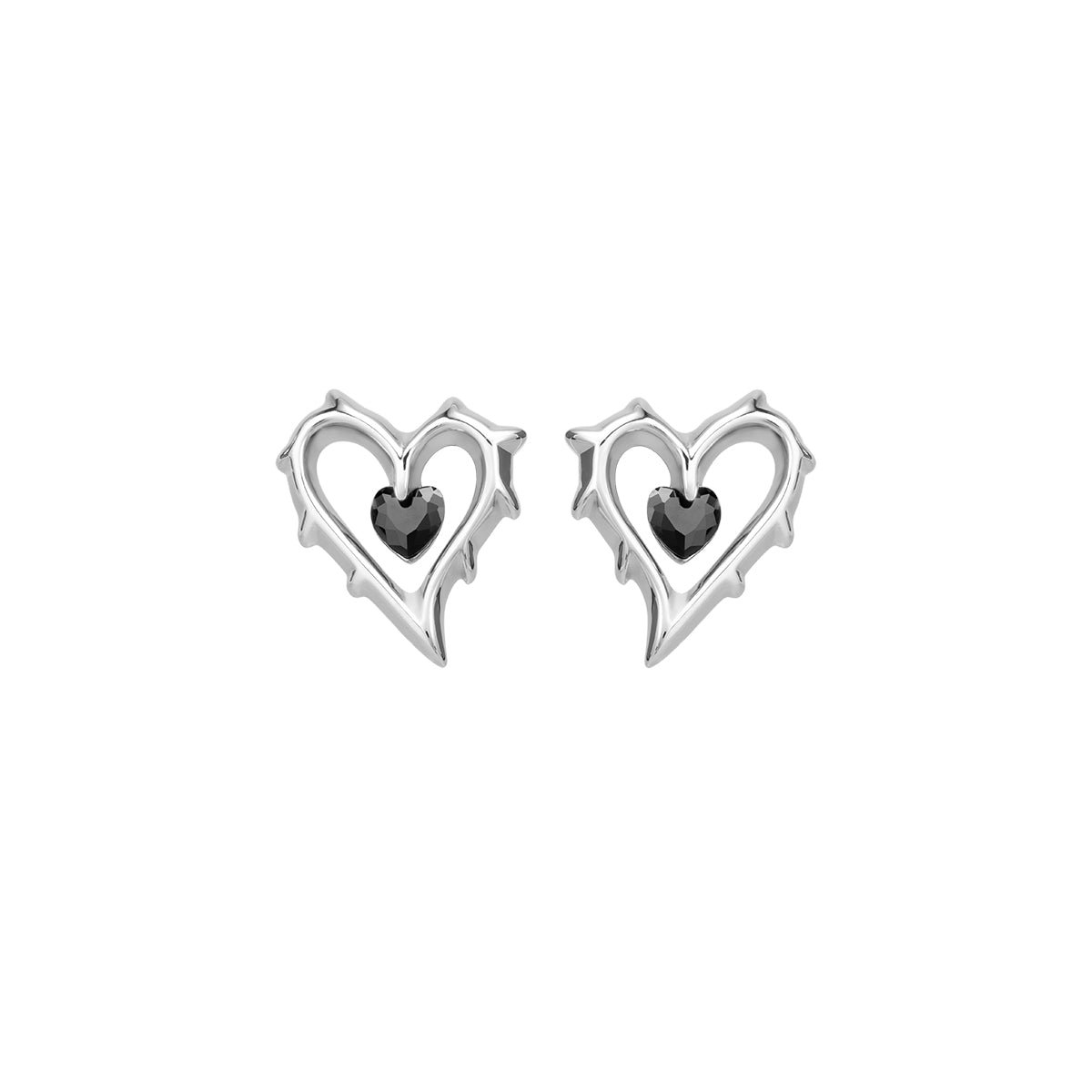 Lover Series Black Zirconia Heart Earrings