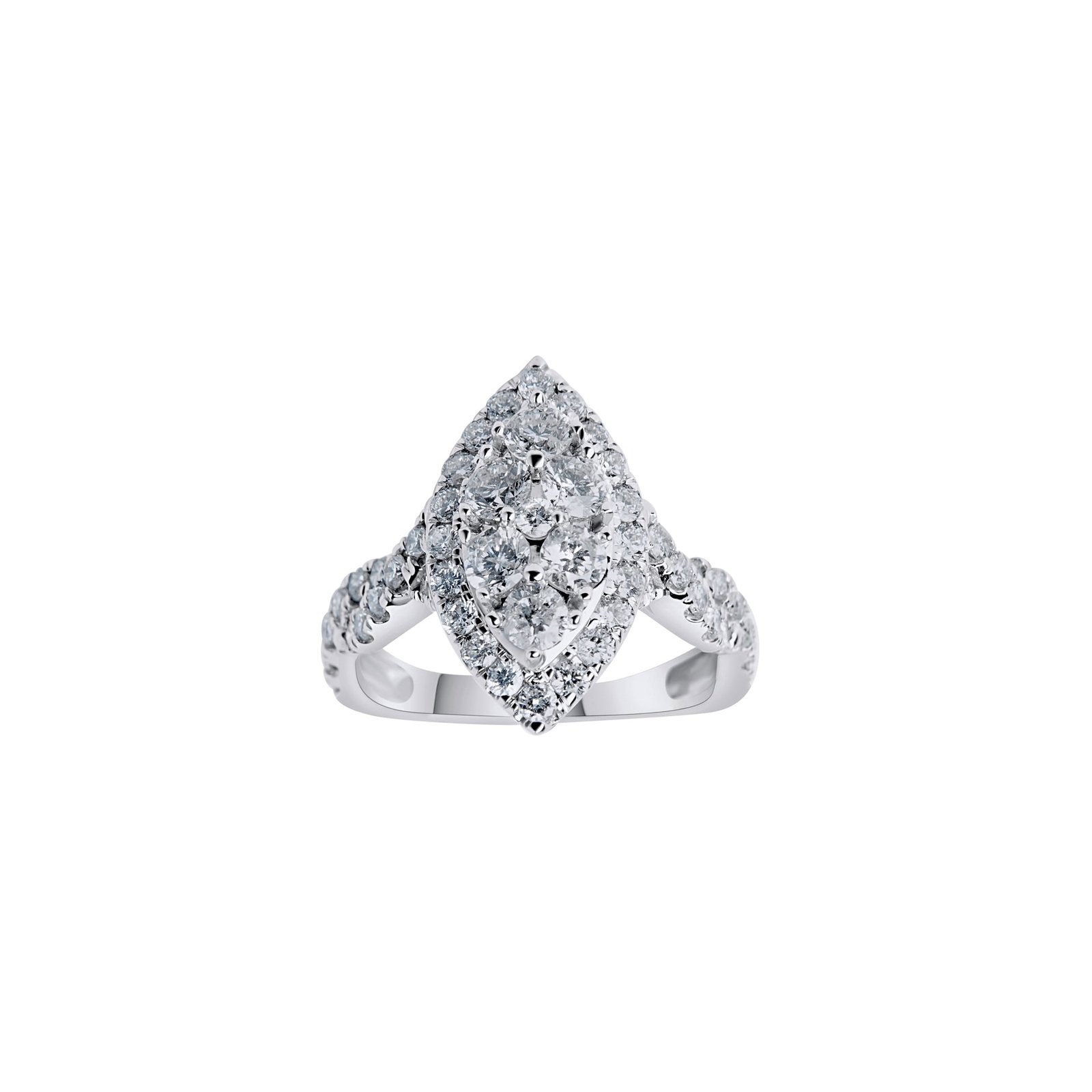 Marquise Cut Diamond Engagement Ring with Floral Design – 1.00 Carat in 14K White Gold