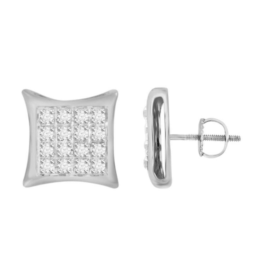 MEN’S EARRINGS 1/10 CT ROUND DIAMOND 10K WHITE GOLD