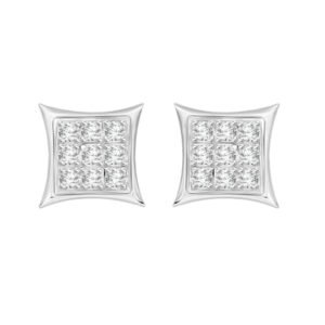 MEN'S EARRINGS 1/20 CT ROUND DIAMOND 10K WHITE GOLD