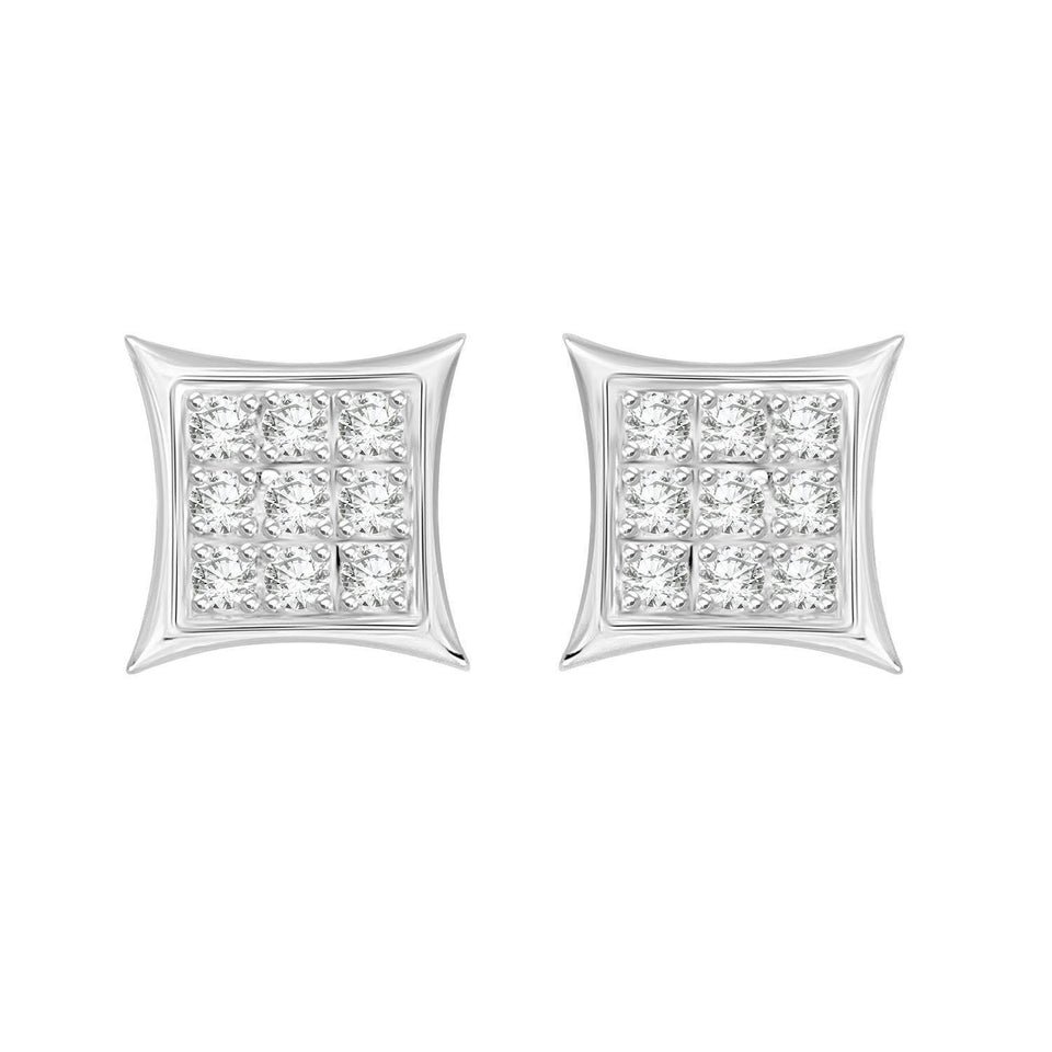 MEN’S EARRINGS 1/20 CT ROUND DIAMOND 10K WHITE GOLD