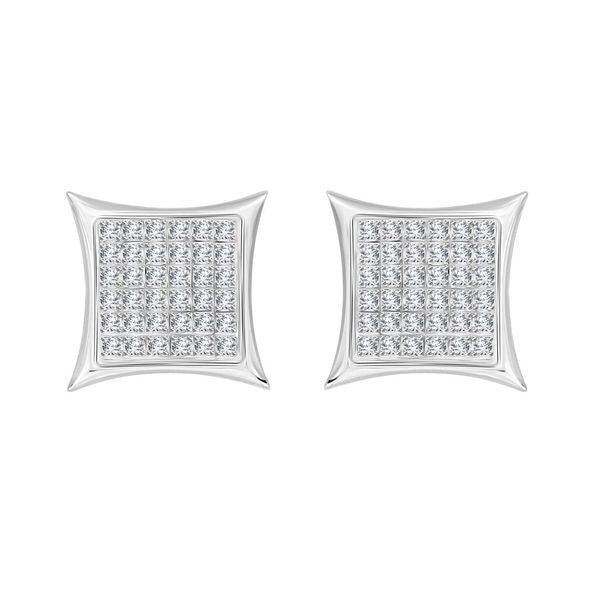 MEN’S EARRINGS 1/4 CT ROUND DIAMOND 10K WHITE GOLD