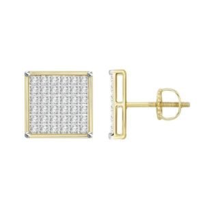 MEN'S EARRINGS 1/4 CT ROUND DIAMOND 10K YELLOW GOLD