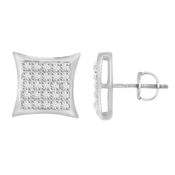 MEN’S EARRINGS 1/6 CT ROUND DIAMOND 10K WHITE GOLD