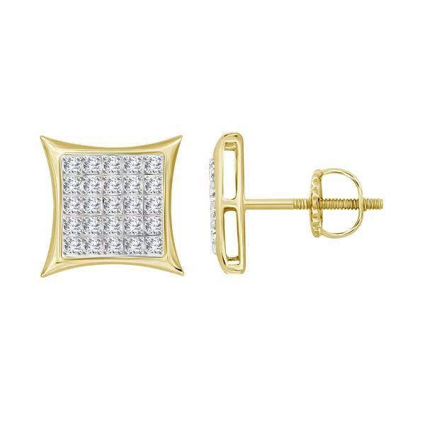 MEN’S EARRINGS 1/6 CT ROUND DIAMOND 10K YELLOW GOLD