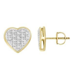 MEN'S YUVA EARRINGS 1/10 CT ROUND DIAMOND 10K YELLOW GOLD