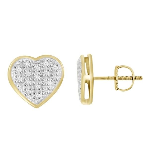 MEN’S YUVA EARRINGS 1/10 CT ROUND DIAMOND 10K YELLOW GOLD