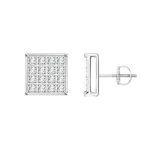 MEN'S YUVA EARRINGS 1/20 CT ROUND DIAMOND 10K WHITE GOLD