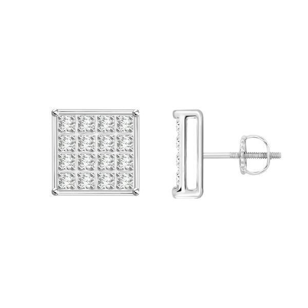 MEN’S YUVA EARRINGS 1/20 CT ROUND DIAMOND 10K WHITE GOLD