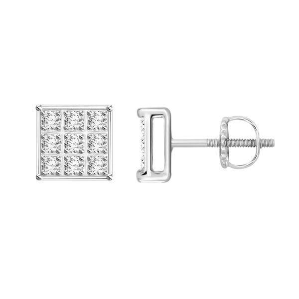 MEN’S YUVA EARRINGS 1/20 CT ROUND DIAMOND 10K WHITE GOLD