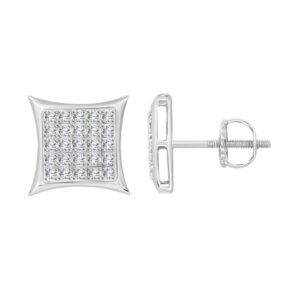 MEN'S YUVA EARRINGS 1/6 CT ROUND DIAMOND SILVER