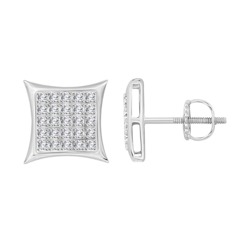 MEN’S YUVA EARRINGS 1/6 CT ROUND DIAMOND SILVER
