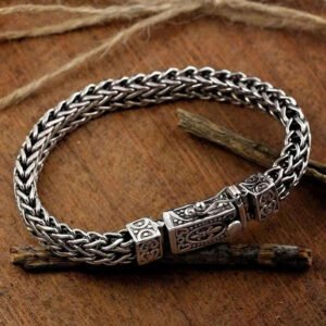 Metal Hand-Woven Rope Twist Bracelet Unisex Timeless Geometric Pattern — Silver | KIMLUD