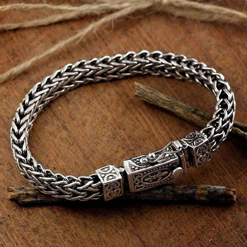 Metal Hand-Woven Rope Twist Bracelet Unisex Timeless Geometric Pattern Silver