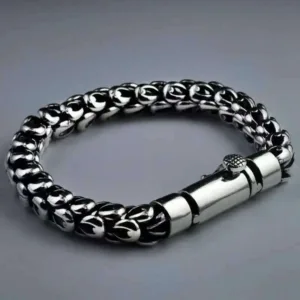 Metal Plug Bracelet Unisex Geometric Toggle-Clasp Copper Alloy Jewelry — Silver Color | KIMLUD