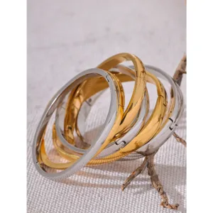 Minimalist 316L Stainless Steel Bangle 60mm Waterproof — Gold | KIMLUD