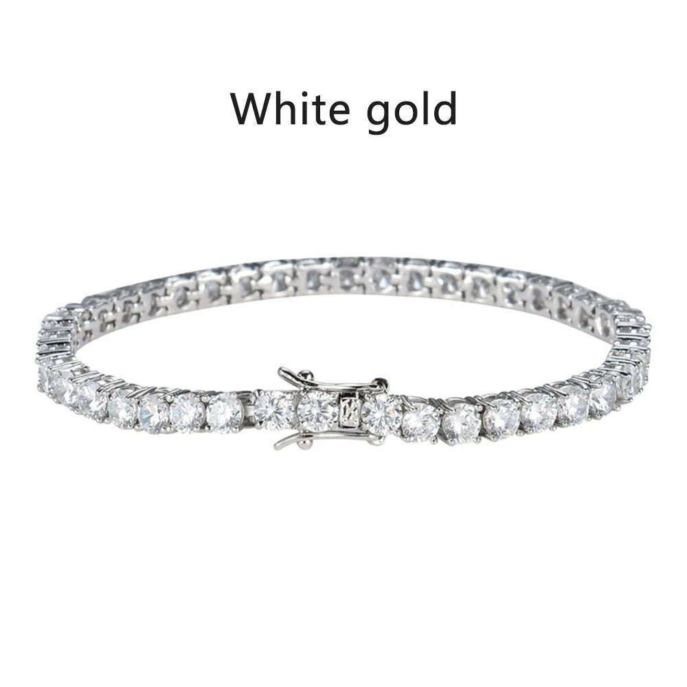 Moissanite Tennis Bracelet 18K White Gold Plated 925 Sterling Silver — Cool White-Silver | KIMLUD