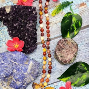 Mookaite Jasper Bead Mala with Mookaite Jasper Phoenix Pendant - Symbolism and Artistry