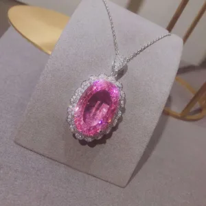 Morgan Stone Jewelry Set Pendant Ring Earrings Necklace — Pink | KIMLUD
