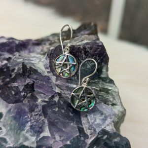 Natural Abalone Shell ~ Pentagram Design Sterling Silver Earrings