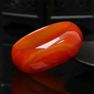 Natural Red Jade Bangle Bracelet Hand-Carved — Red | KIMLUD