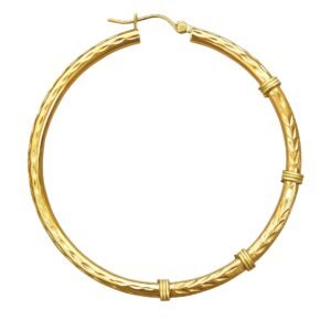 Notches Hoop Earrings - Medium Size in 14KT Yellow Gold