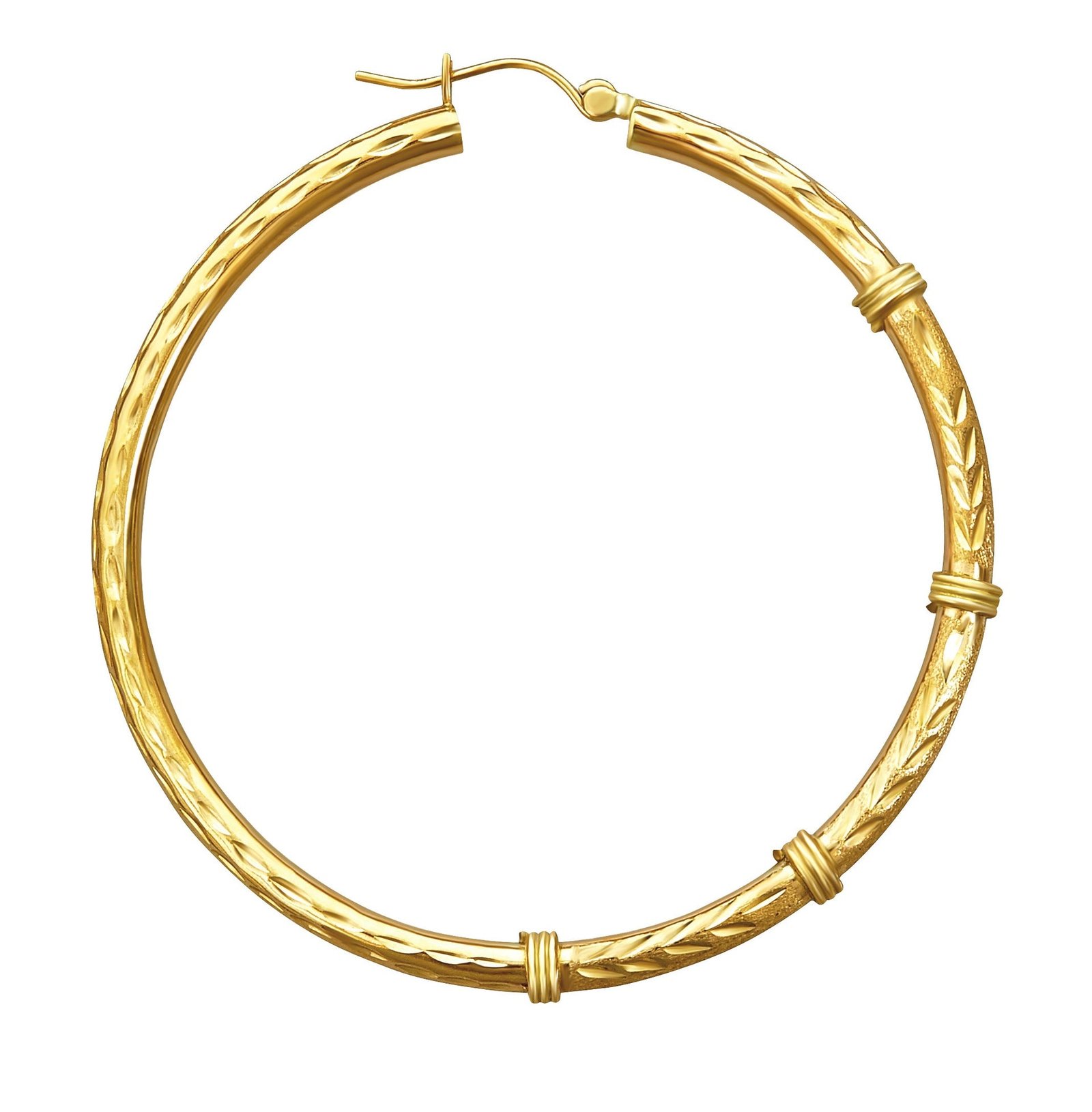 Notches Hoop Earrings – Medium Size in 14KT Yellow Gold