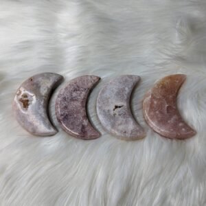 One dreamy Pink Amethyst Large Crescent Moon Carving