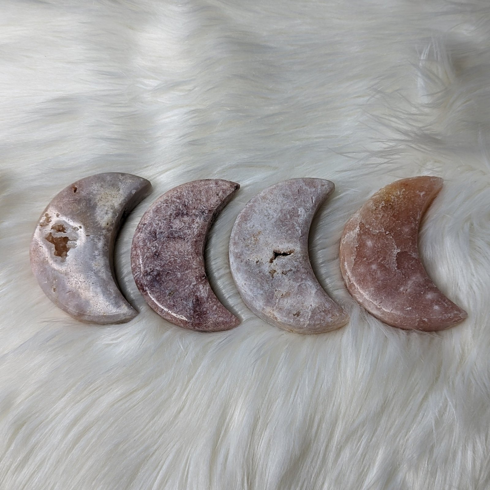 One dreamy Pink Amethyst Large Crescent Moon Carving