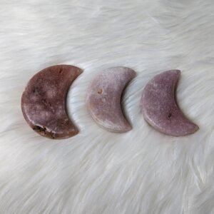 One dreamy Pink Amethyst small Crescent Moon Carving