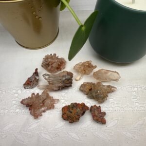 One Self Healed Fire Quartz Crystal Mini Cluster from Madagascar