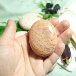 Peach Moonstone Pillow Palm Stone