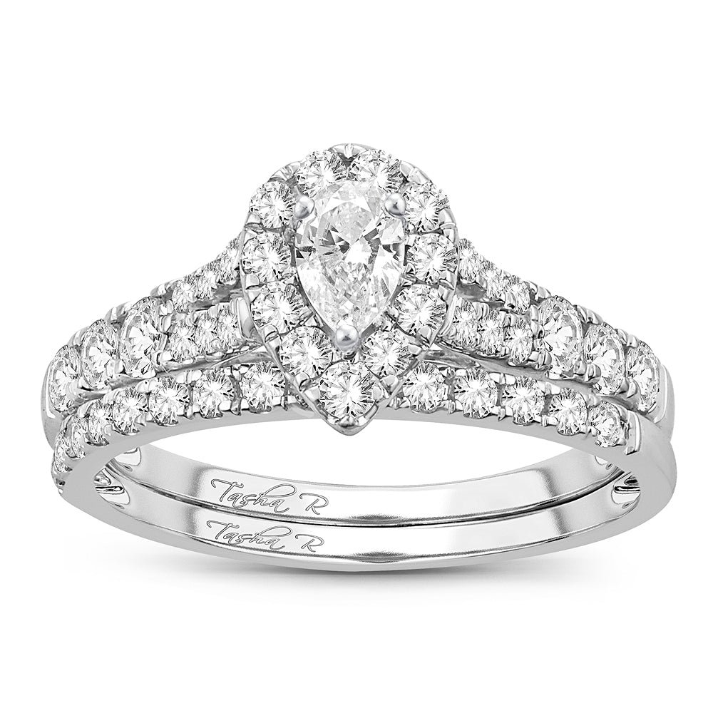 Pear Cut Diamond Wedding Set – 1.00 Carat in 14KT Gold