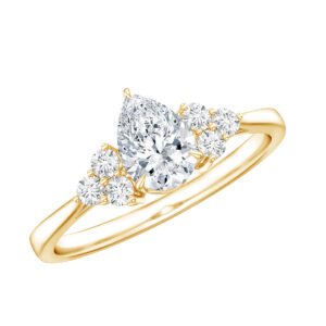 Pear Cut Lab Grown Diamond Trio Engagement Ring
