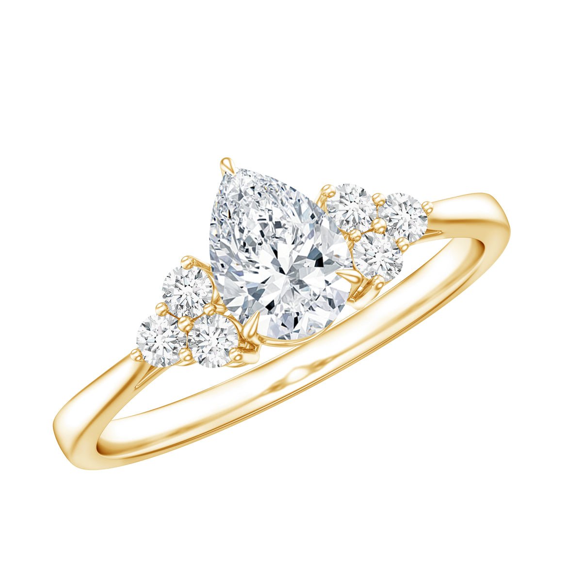 Pear Cut Lab Grown Diamond Trio Engagement Ring Pear Cut Lab Grown Diamond Trio Engagement Ring