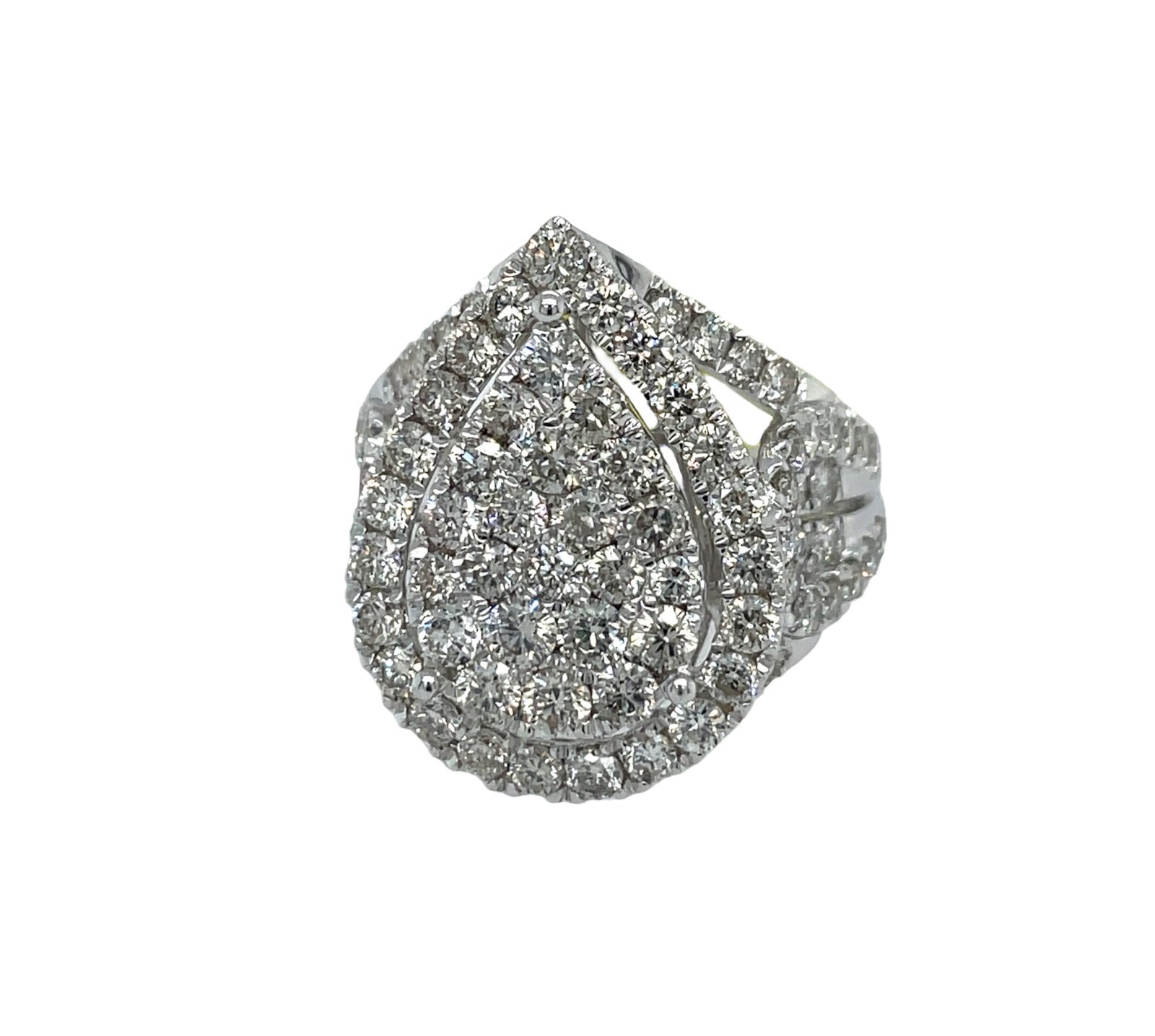Pear Shape Diamond Engagement Ring with Infinity Band – 2.50 Carats in 10KT White Gold