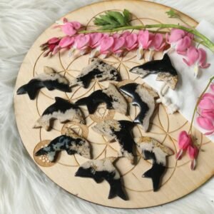 Petrified Palm Root Dolphin Carving Cabochon