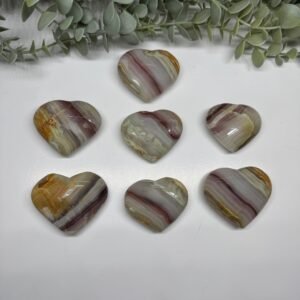 Pink Banded Onyx Heart Stone Carvings