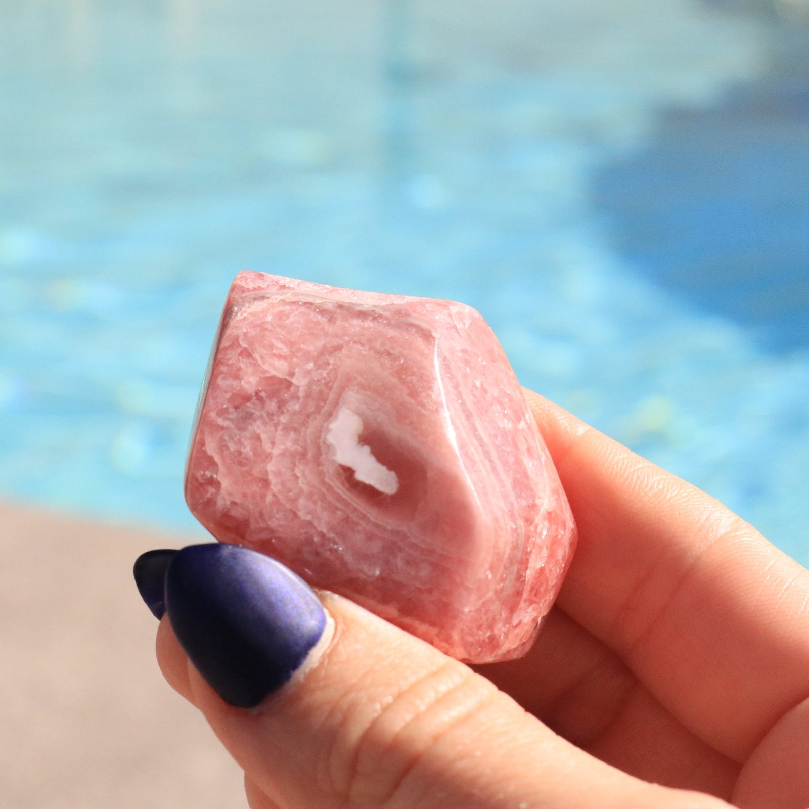Pink Rhodochrosite Carved Palm Stone from Argentine Republic Pink Rhodochrosite Carved Palm Stone from Argentine Republic