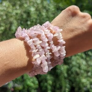 Powerful Pink Kunzite Chip Stone Bracelet on Stretch Cord