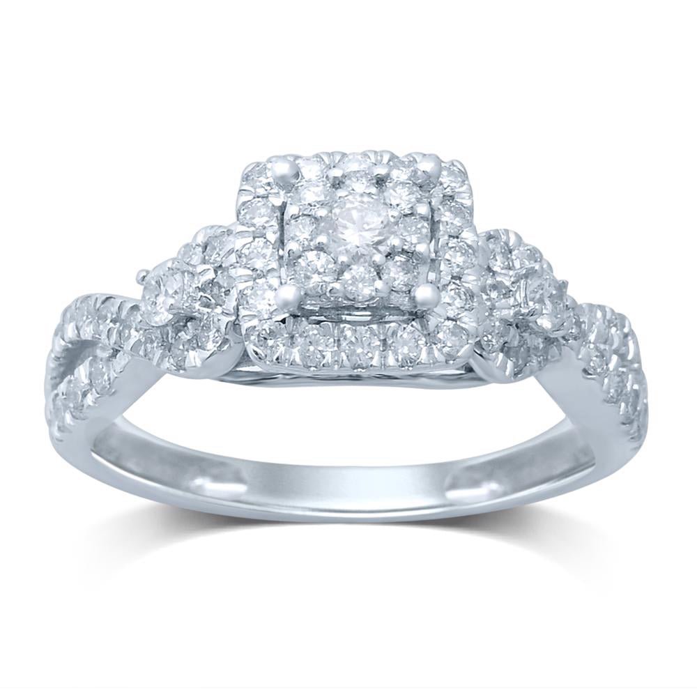 Princess Cut Diamond Engagement Ring with Infinity Band – 0.75 Carats in 14KT White Gold
