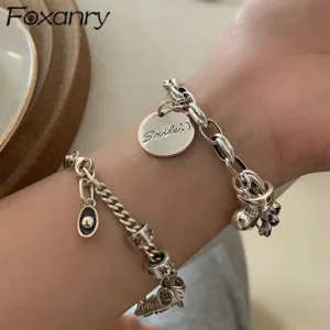 Punk Chain Bracelet Handmade Vintage-Influenced — Silver | KIMLUD